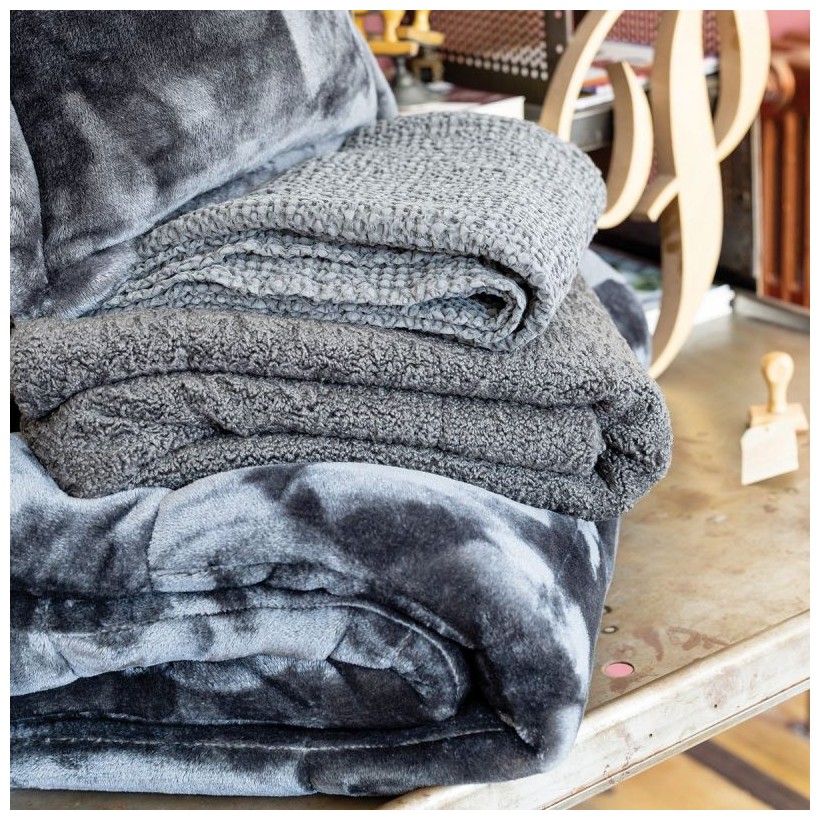 THROW VIVARAISE BARRY CENDRE 130x160 100%POLYESTER