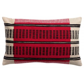 HANDMADE CUSHION VIVARAISE EDEN BRODE GROSEILLE 40x65 100% COTTON