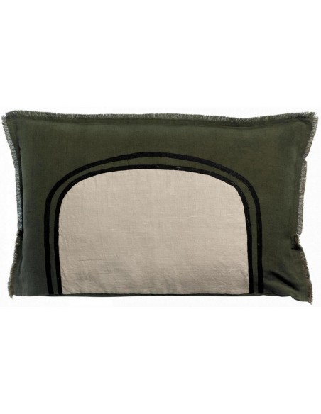 CUSHION VIVARAISE LALY BICOLORE OLIVE  40x65 50% LINEN 50% COTTON