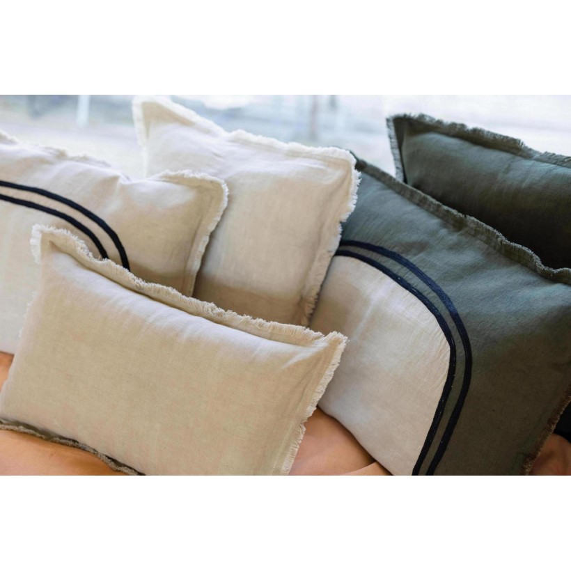 ΜΑΞΙΛΑΡΙ VIVARAISE LALY BICOLORE OLIVE  40x65 50% ΛΙΝΟ 50% ΒΑΜΒΑΚΙ