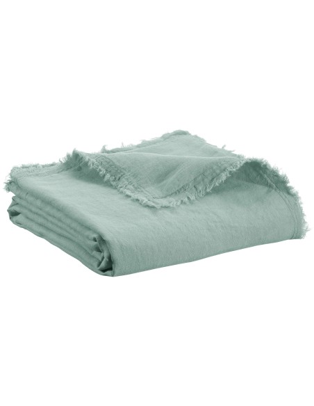 THROW VIVARAISE ZEFF NOMADE VERT DE GRIS 140x200 100% LINEN