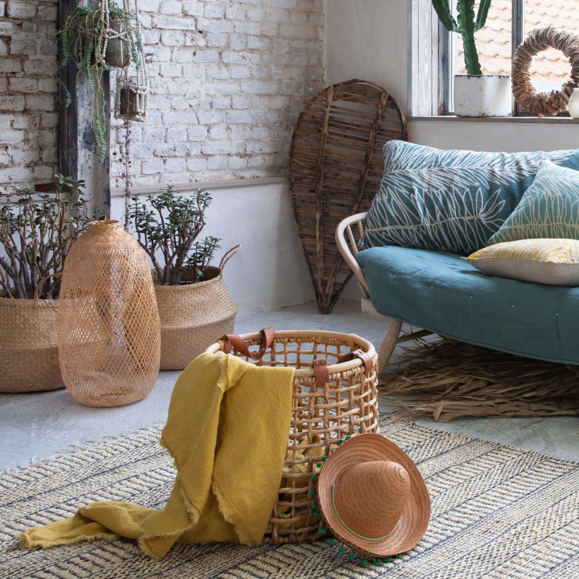 THROW VIVARAISE ZEFF NOMADE VERT DE GRIS 140x200 100% LINEN