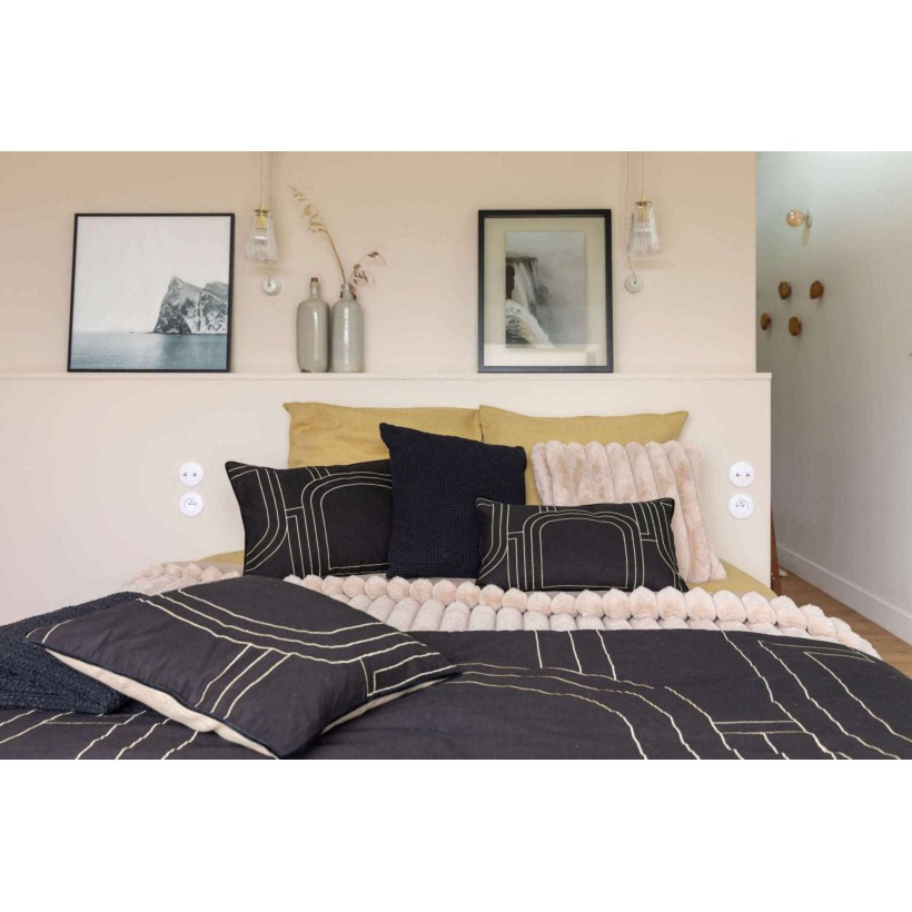 CUSHION VIVARAISE JADEN CAVIAR 40x65 50% COTTON 50% LINEN