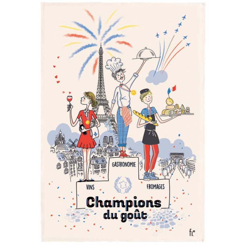 KITCHEN TOWEL WINKLER LES CHAMPIONS DU GOUT ECRU 48x72 100% COTTON