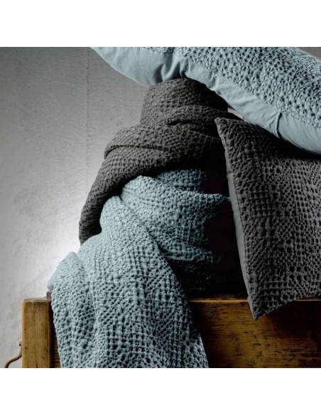 THROW VIVARAISE TANA VERT DE GRIS 180X260 100% COTTON