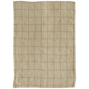 KITCHEN TOWEL WINKLER KARMA CARREAUX NATUREL GRIS 55X75 100% LΙΝΕΝ