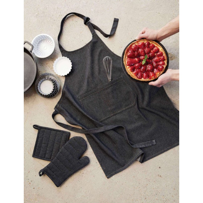 KITCHEN APRON WINKLER DAVIS NOIR 85X72 100% COTTON