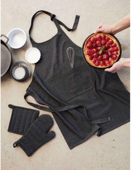 KITCHEN APRON WINKLER DAVIS NOIR 85X72 100% COTTON