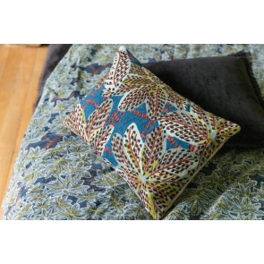 HANDMADE CUSHION VIVARAISE ARIANE PETROLE 30x50 100% VELVET COTTON 2