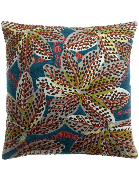 HANDMADE CUSHION VIVARAISE ARIANE PETROLE 45x45 100% VELVET COTTON