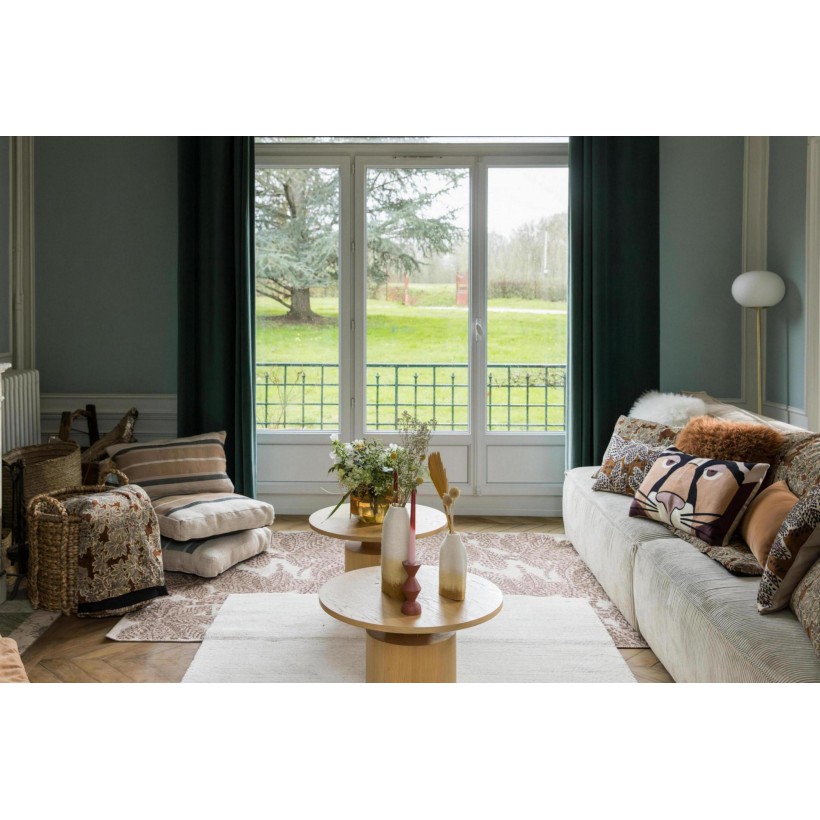 THROW VIVARAISE ARIANE PETROLE 135x200 100% VELVET COTTON