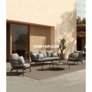 SOFA OUTDOOR AMMOURA 02 70x70x80 LOUNGE CHAIR ALUMΜINIUM-ROPE 2