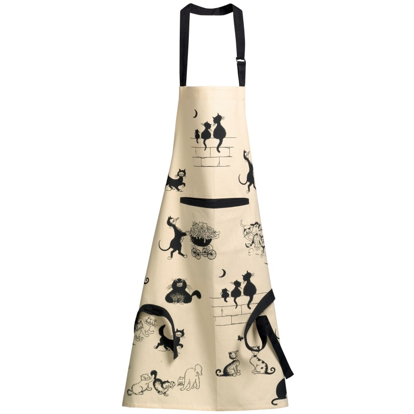 KITCHEN APRON WINKLER DUBOUT 3 CHATS BEIGE 72x85 100% COTTON