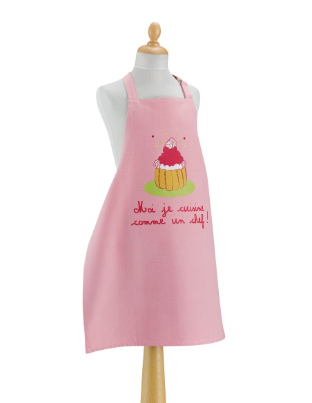CHILDREN'S KITCHEN APRON WINKLER JE CUISINE ROSE 52x63 100% COTTON