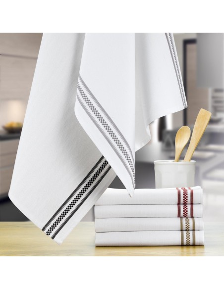 KITCHEN TOWEL WINKLER BANDE DAMIER ROUGE 50x70 100% COTTON