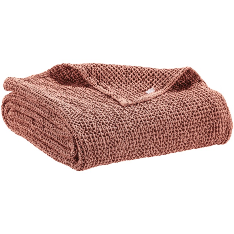 THROW VIVARAISE MAIA TERRACOTTA 140x200 100% RECYCLED COTTON