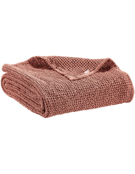 THROW VIVARAISE MAIA TERRACOTTA 140x200 100% RECYCLED COTTON