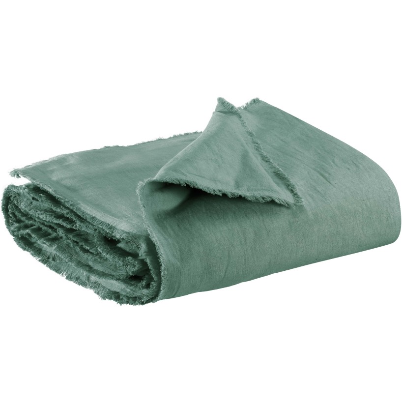 SOFA RUNNER VIVARAISE LALY PRUSSE 85x200 50% LINEN 50% COTTON