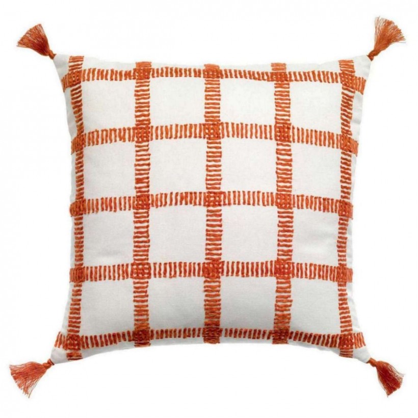 CUSHION VIVARAISE DIANA CARREAUX MARMELADE 45x45 55% COTTON 45%LINEN