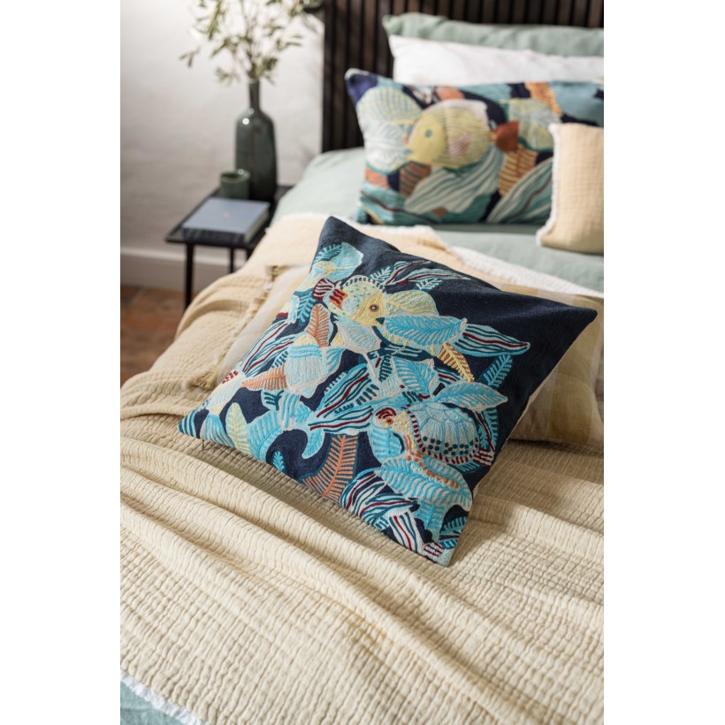 HANDMADE CUSHION VIVARAISE DORI MARINE 45x45 100% COTTON