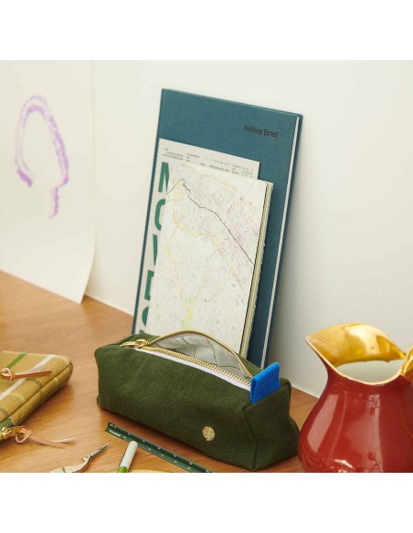 PENCIL CASE LA CERISE IONA KALE ORGANIC COTTON
