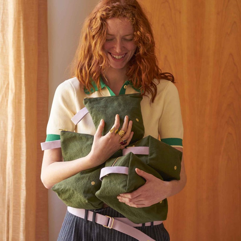 TOILETRY BAG LA CERISE IONA KALE 22x18 ORGANIC COTTON