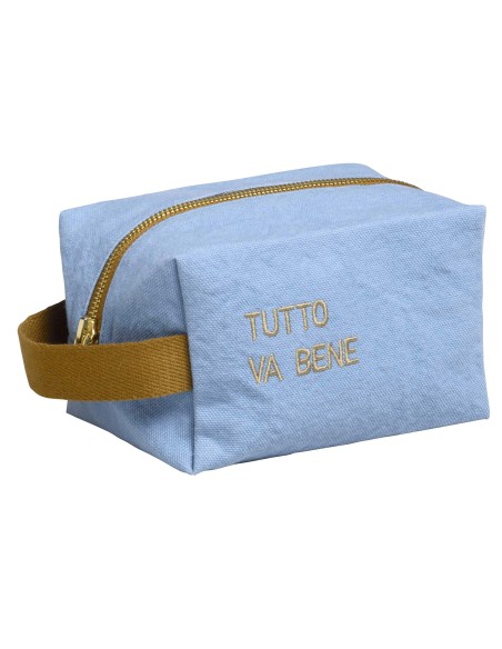 TOILETRY BAG LA CERISE TUTTO VA BENE BRODE BLUETIFUL 15.50x10 ORGANIC COTTON