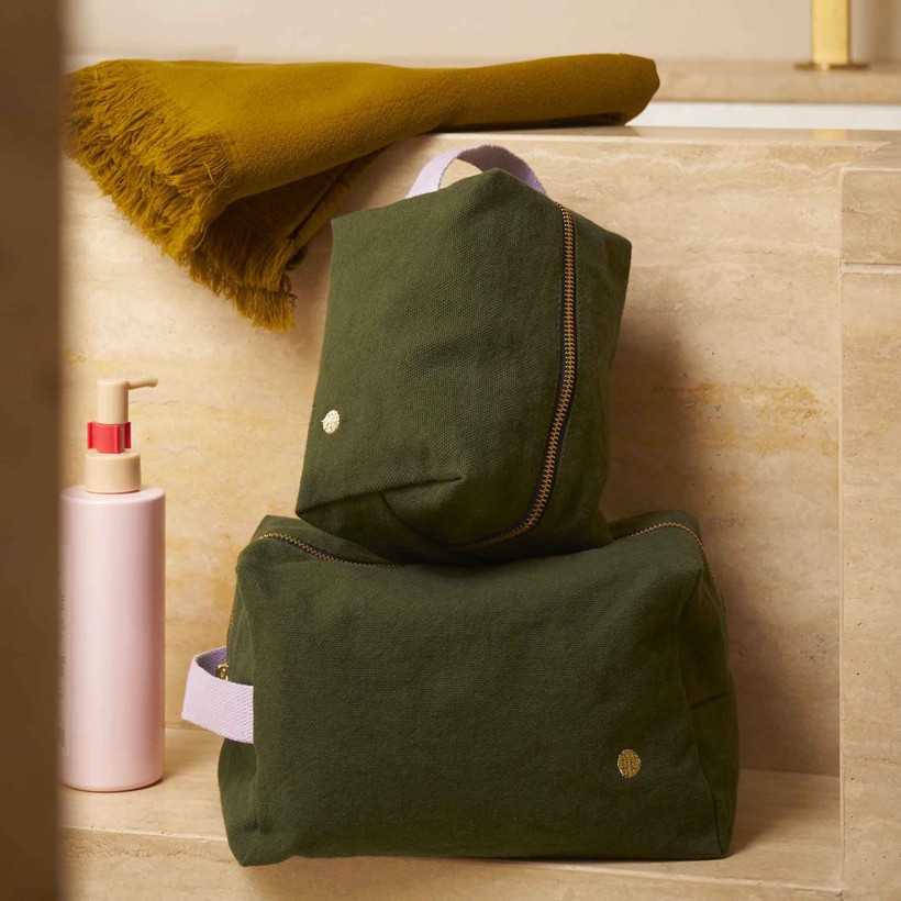 TOILETRY BAG LA CERISE CUBE IONA KALE 15.50x10 ORGANIC COTTON