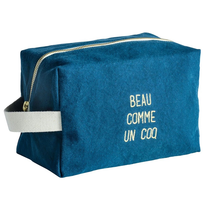 TOILETRY BAG LA CERISE CUBE BEAU COMME ORAGE BRODE 22x14 ORGANIC COTTON