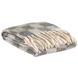 THROW VIVARAISE ISABEL DAMIER ARDOISE 130x160 100% RECYCLED POLYESTER