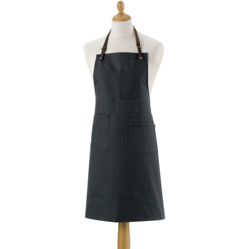 KITCHEN APRON LEO NOIR 70X90 100% RECYCLED COTTON