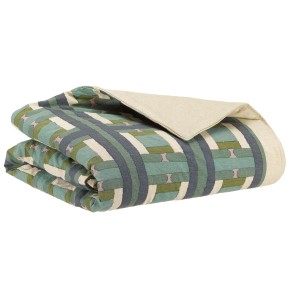 THROW VIVARAISE TAHO VERT DE GRIS 135X200 55% RECYCLED LINEN 45% COTTON