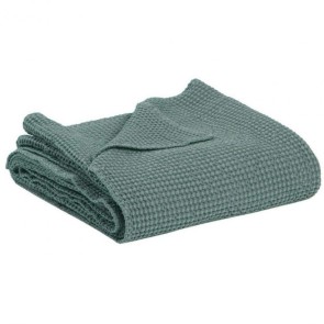 BED COVER VIVARAISE MAIA VERT DE GRIS 260x260 100% RECYCLED COTTON