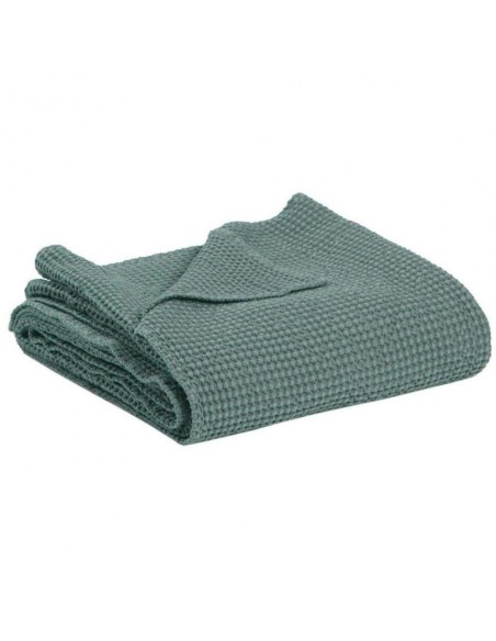 BED COVER VIVARAISE MAIA VERT DE GRIS 260x260 100% RECYCLED COTTON