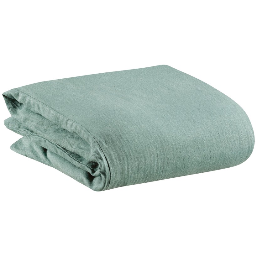 DUVET COVER VIVARAISE ZEFF LIT VERT DE GRIS 240x220 100% STONEWASHED LINEN