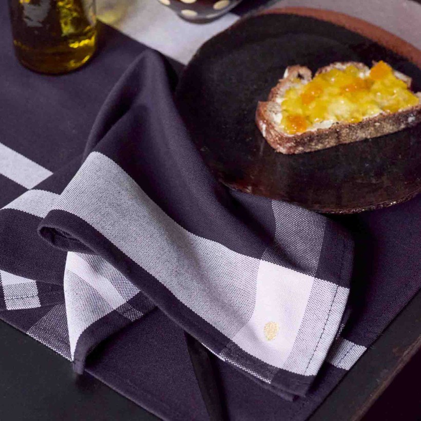 SET OF 2 KITCHEN TOWEL LA NONNA CAVIAR 45x45 100% ORGANIC COTTON