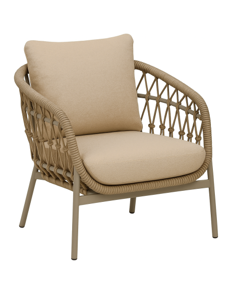 SOFA OUTDOOR AMMOURA 02 70x70x80 LOUNGE CHAIR ALUMΜINIUM-ROPE
