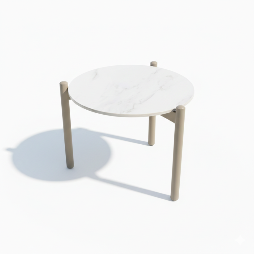 COFFEE TABLE LAGERI BEIGE ALUMINIUM 80x H:40 CERAMIC SURFACE