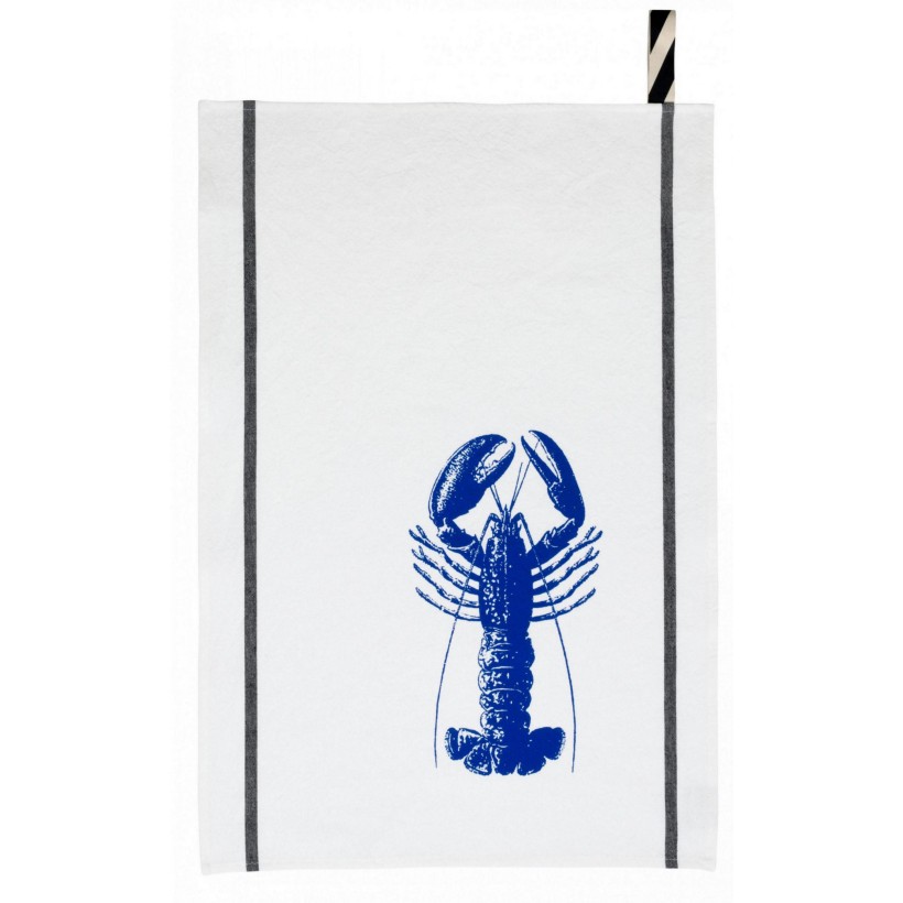KITCHEN TOWEL LA CERISE HOMARD BLEU MECANO 50X70 100% ORGANIC COTTON