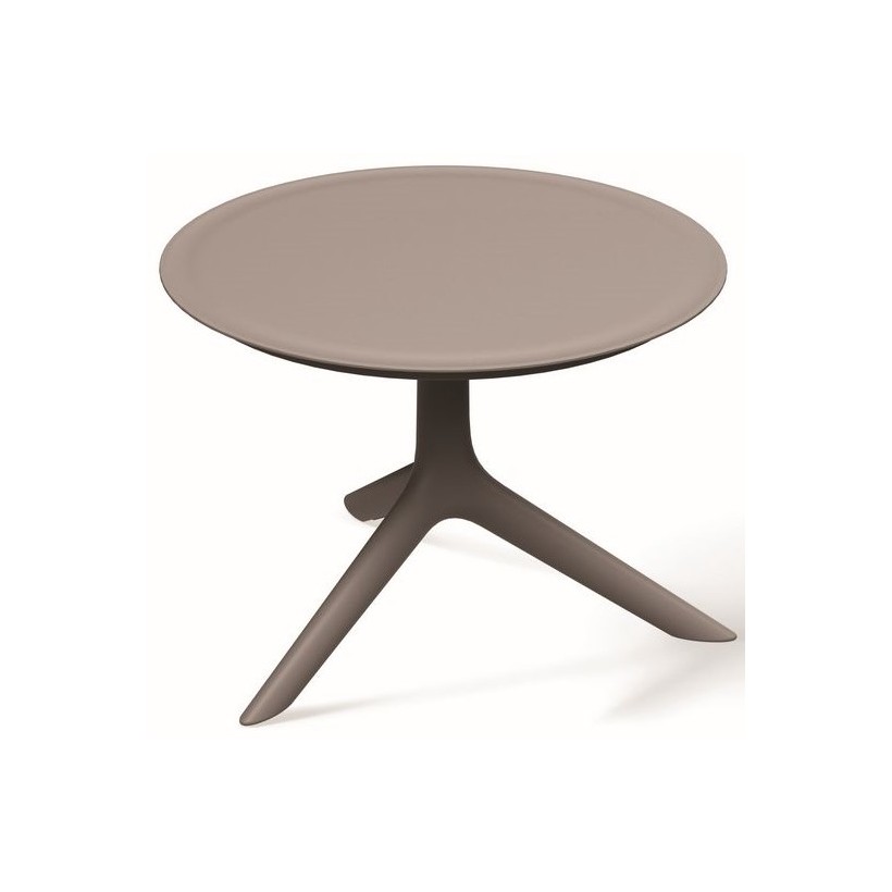 OUTDOOR COFFEE SIDE TABLE RIMO TAUPE PP GLASS FIBER  ROUND 57x40