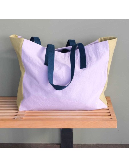 ΤΣΑΝΤΑ ΓΙΑ ΨΩΝΙΑ LA CERISE TRICOLO LILAS ANANAS 38X46 ΑΠΟ ΟΡΓΑΝΙΚΟ ΒΑΜΒΑΚΙ