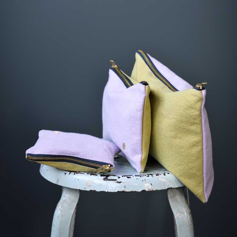 POUCH LA CERISE TRICOLO LILAS ANANAS 14X11 100% ORGANIC COTTON