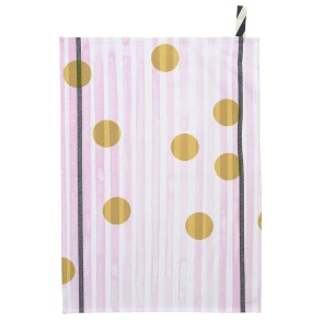 KITCHEN TOWEL LA CERISE RAYE CITRON JAUNE 100% ORGANIC COTTON