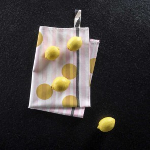 KITCHEN TOWEL LA CERISE RAYE CITRON JAUNE 100% ORGANIC COTTON 2