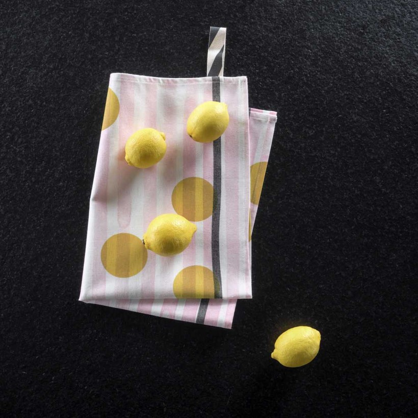 ΠΕΤΣΕΤΑ ΚΟΥΖΙΝΑΣ LA CERISE RAYE CITRON JAUNE 50X70 100% ΟΡΓΑΝΙΚΟ ΒΑΜΒΑΚΙ
