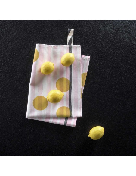 ΠΕΤΣΕΤΑ ΚΟΥΖΙΝΑΣ LA CERISE RAYE CITRON JAUNE 50X70 100% ΟΡΓΑΝΙΚΟ ΒΑΜΒΑΚΙ