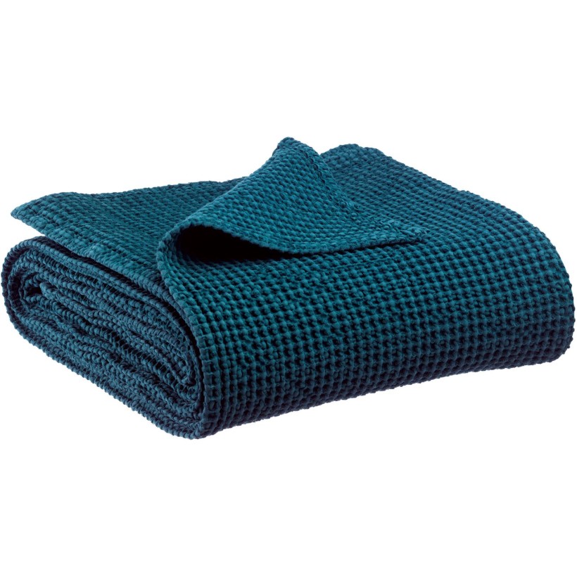 THROW VIVARAISE MAIA INDIGO 140x200 100% RECYCLED COTTON