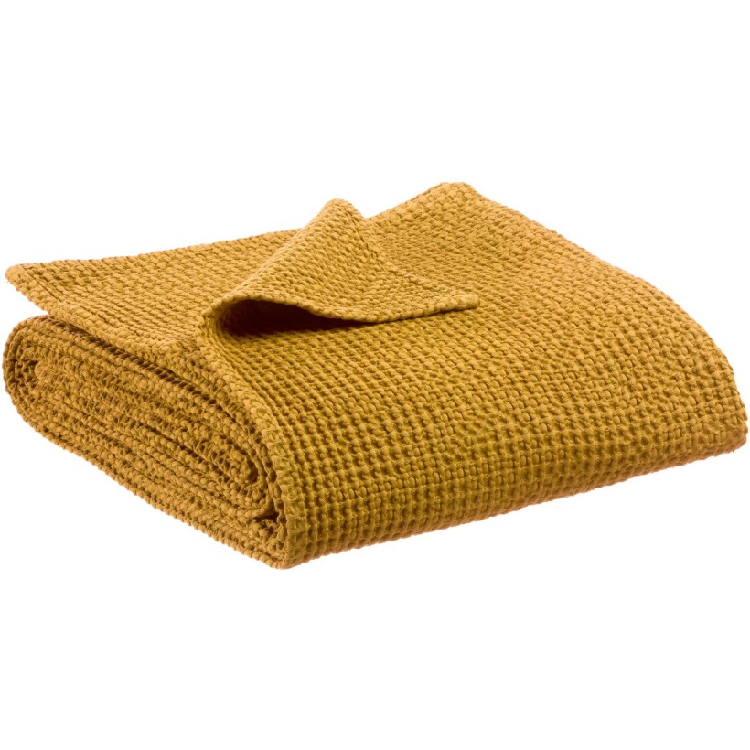 THROW VIVARAISE MAIA SAFRAN 140x200 100% RECYCLED COTTON
