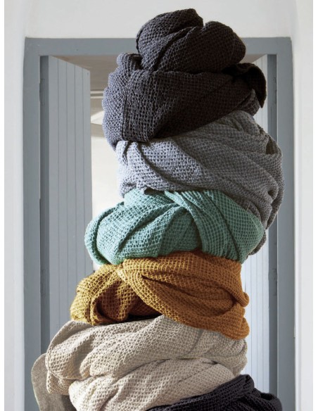 THROW VIVARAISE MAIA SAFRAN 140x200 100% RECYCLED COTTON