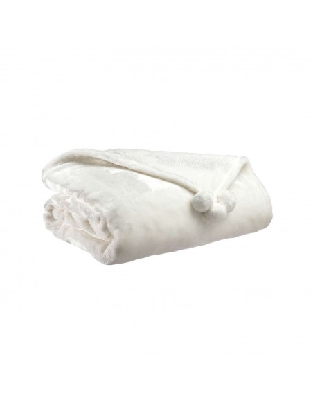 THROW VIVARAISE TENDER POMPONS NEIGE 130×170 100% POLYESTER